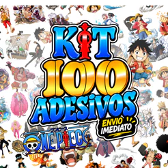 Kit Com 100 Adesivos Em Cartela Resistente a Água Tema Anime Piece