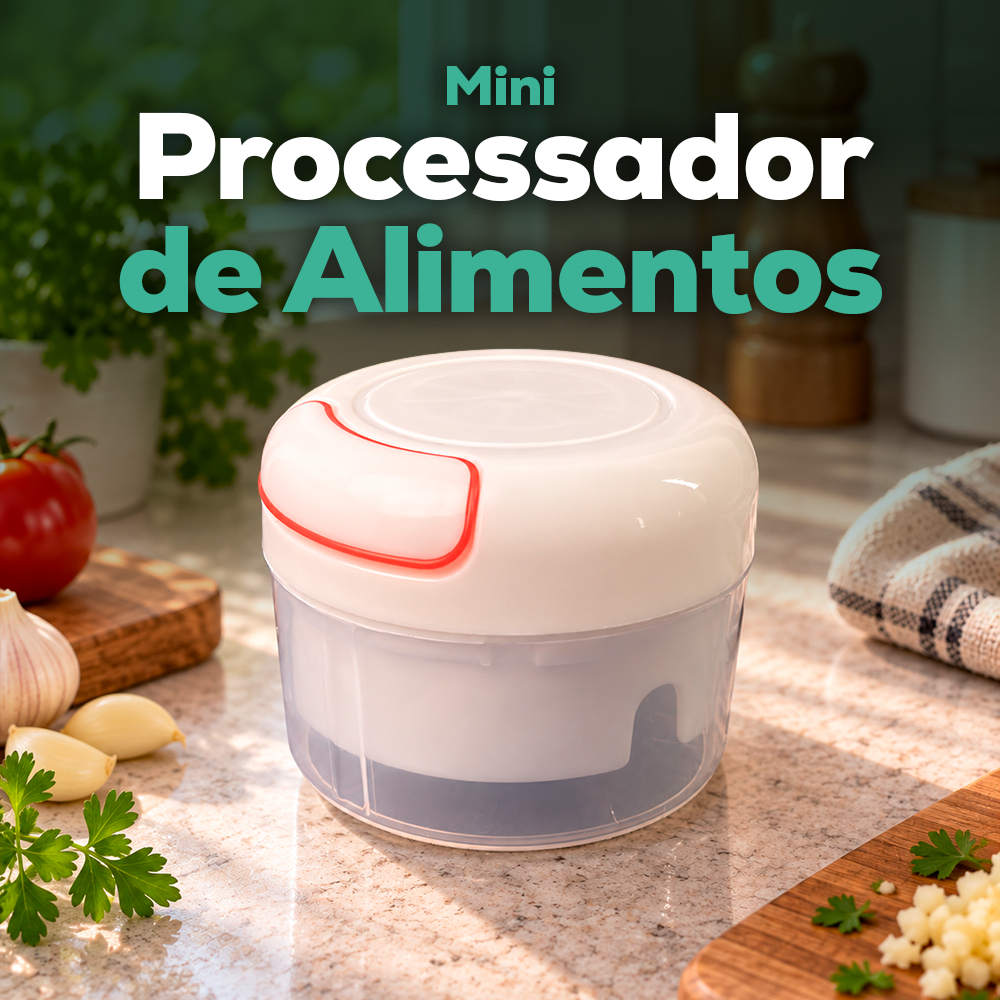 Mini Processador Manual De Alimentos Triturador Cortador De Alho Cebola Temperos 170ml Compacto