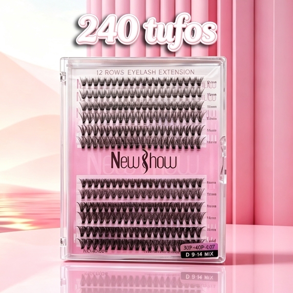 New Show Cílios Postiços 240PCS Volume 10P/20P/30P/40P/50P D Curl Mix 9-14mm Extensão Profissional