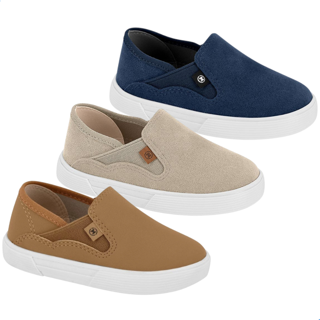 Tênis Menino Infantil Molekinho Slip on Calce Fácil Camurça