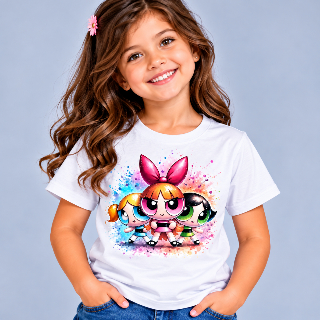 Camiseta Infantil Feminina Estampa Desenho Animado Fofa Confortável Colorida Algodão