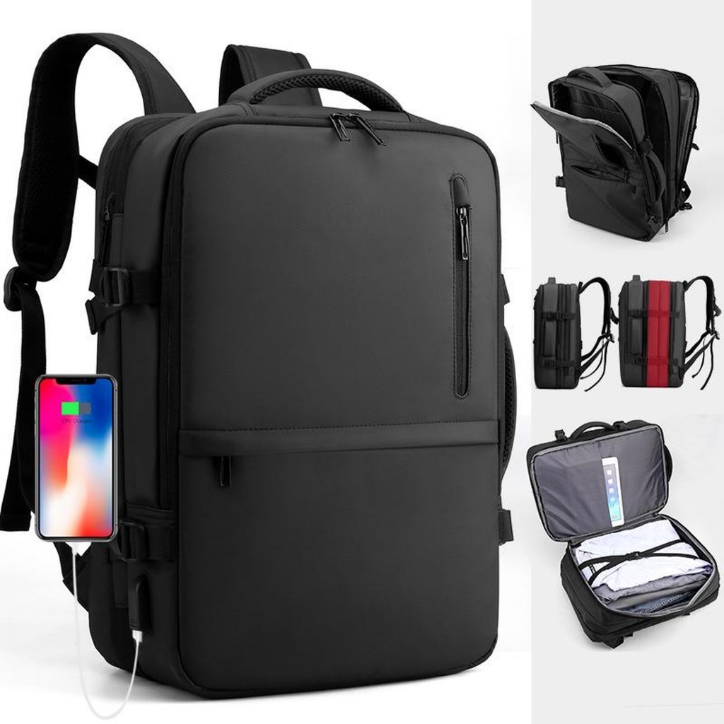 Mochila Expansível Expansiva com Porta USB Resistente à Água, Bolsa Para Notebook, Viagem, Trabalho, Unisse