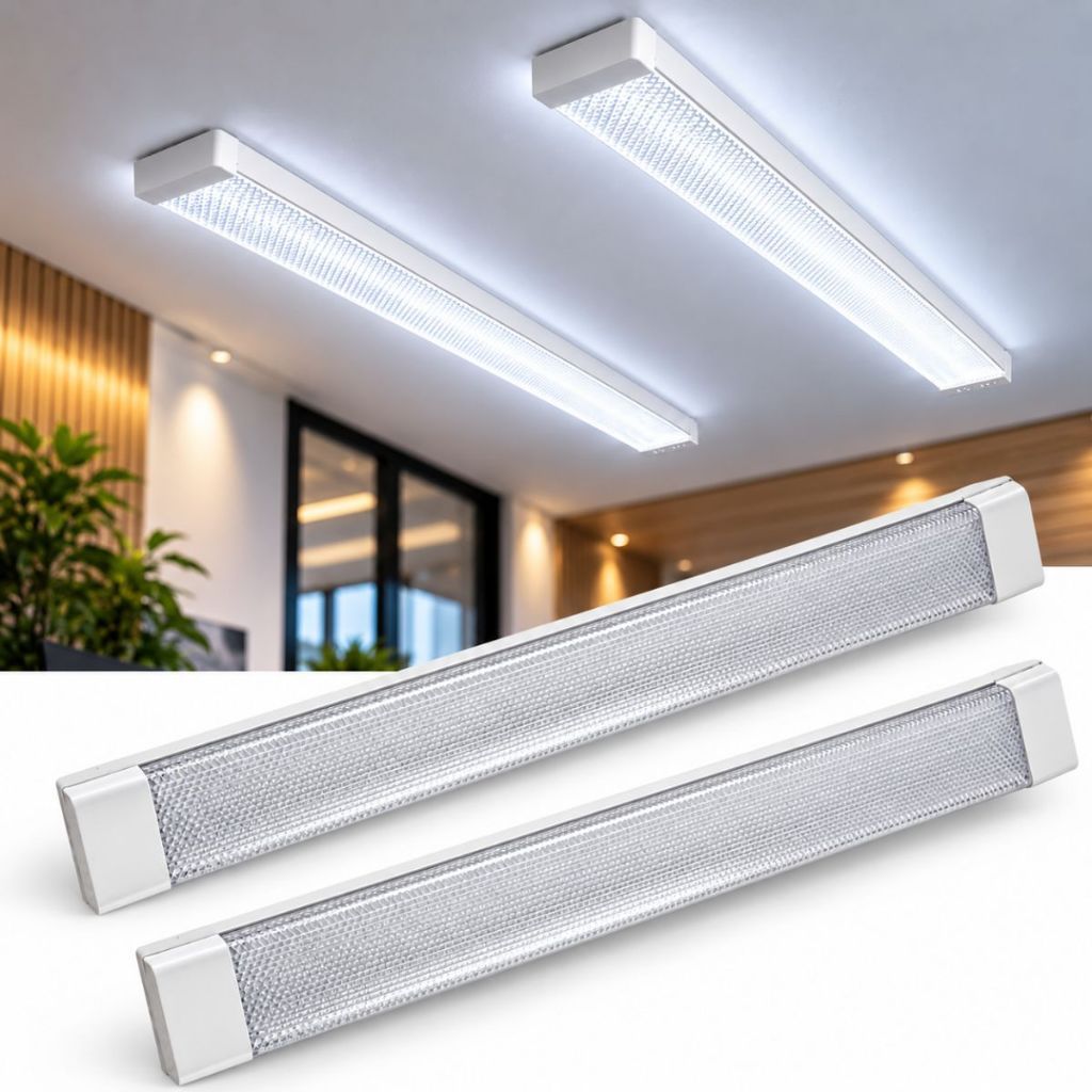 Luminaria Led Linear Teto 60W 120CM Frio Bivolt 110/220 Volts Sala Cozinha Escritorio