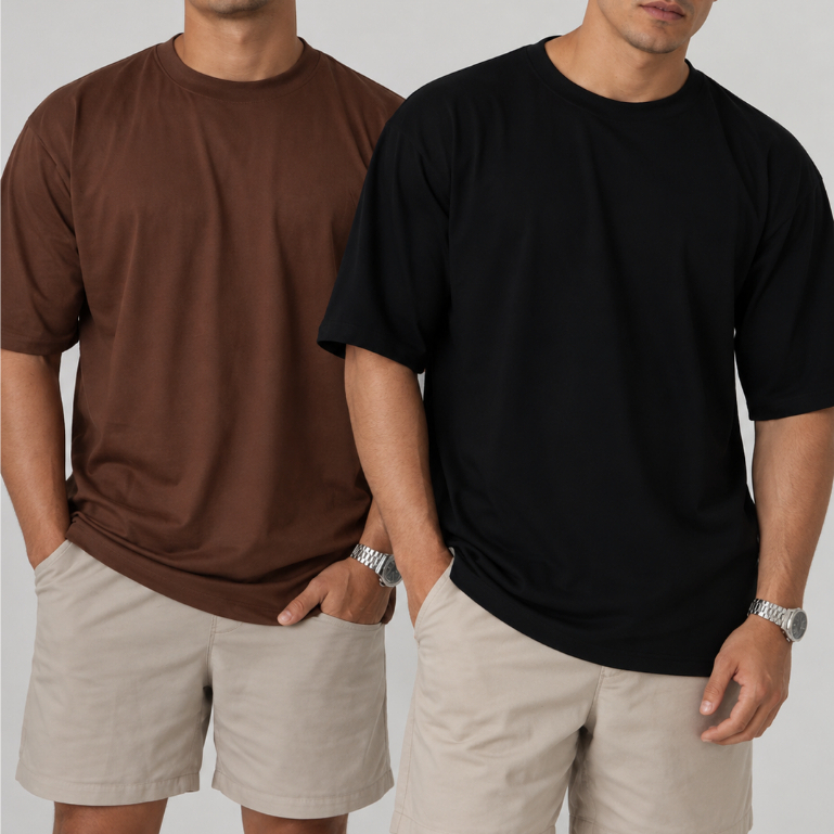 Kit 2 Camisetas Oversized Masculinas 100% Algodão Fio 30.1 Penteado Lisa Streetwear P ao G4