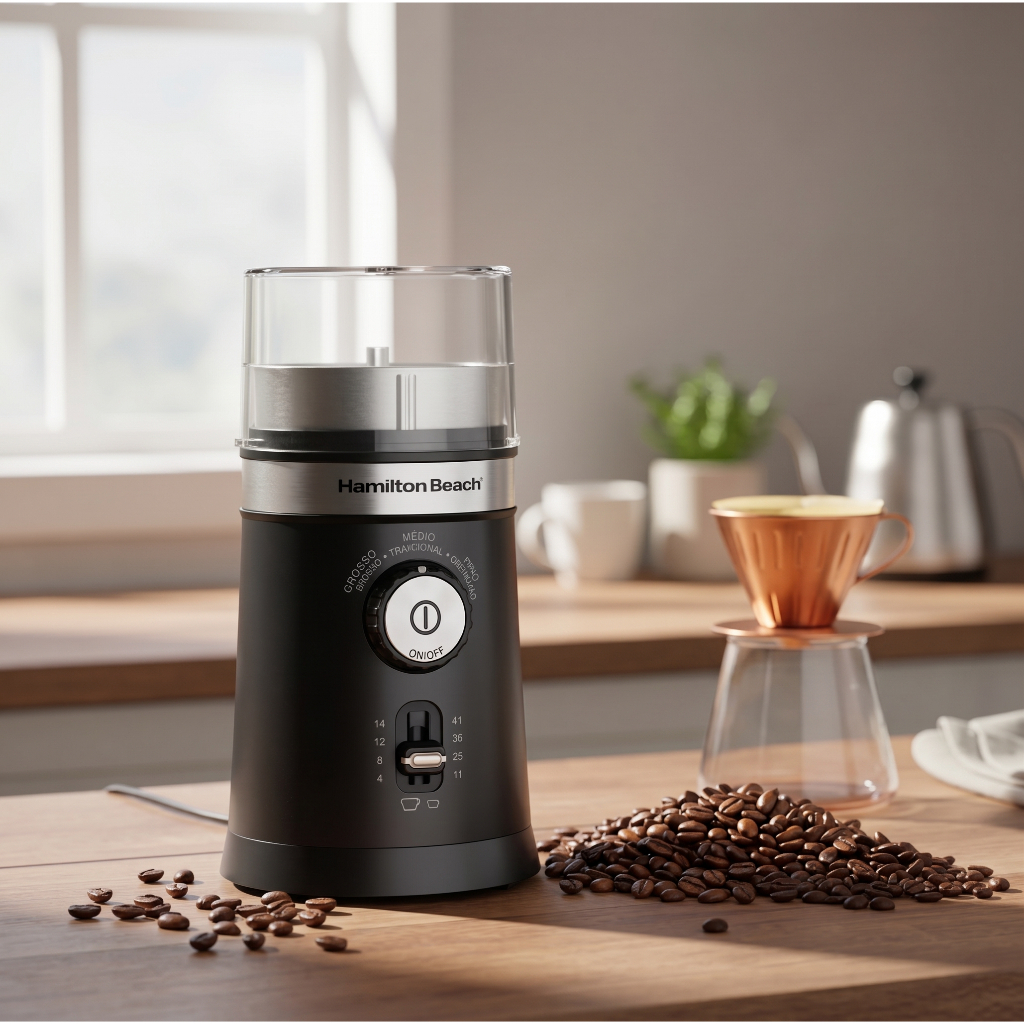 Moedor Moinho Automático Ajustável Com Controle De Granulação Triturador Grãos Café Cuba Removível Hamilton Beach