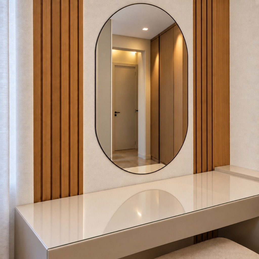 Espelho Oval com LED 80x50 Quente ou Frio + Bandeja Decorativa — imagem 2 de 2
