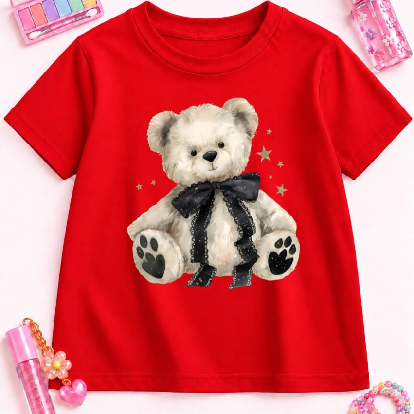 camiseta confortavel e fofa com estampa de ursinho 2 ao 16 estilosa
