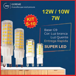 Kit 5-10 Lâmpada Led 12W 10W 7W G9 Halopin | Luz Quente 2200K | Luz Fria 7000K Bipino | Arandelas e Decoração Bivolt