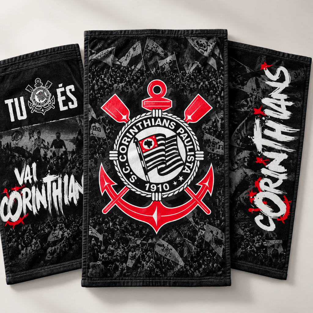 3 Toalhas Corinthians 27x47 Atoalhado Felpudo Lavabo Lancheira Paulista