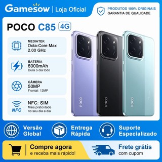 Xiaomi POCO C85 4G (Versão Global) Android 15 NFC Tela 6.9” 120Hz Bateria 6000mAh Carga Rápida (Versão Global)