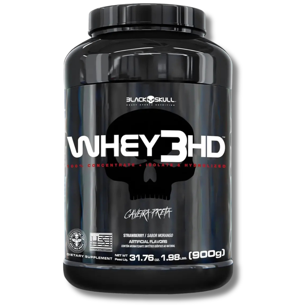 Whey Protein 3HD Baunilha 900g Proteína Isolada, Hidrolisada e Concentrada 3W Black Skull
