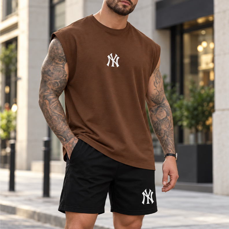 Conjunto Masculino NY Regata Oversized + Bermuda Short Tactel Streetwear P ao GG