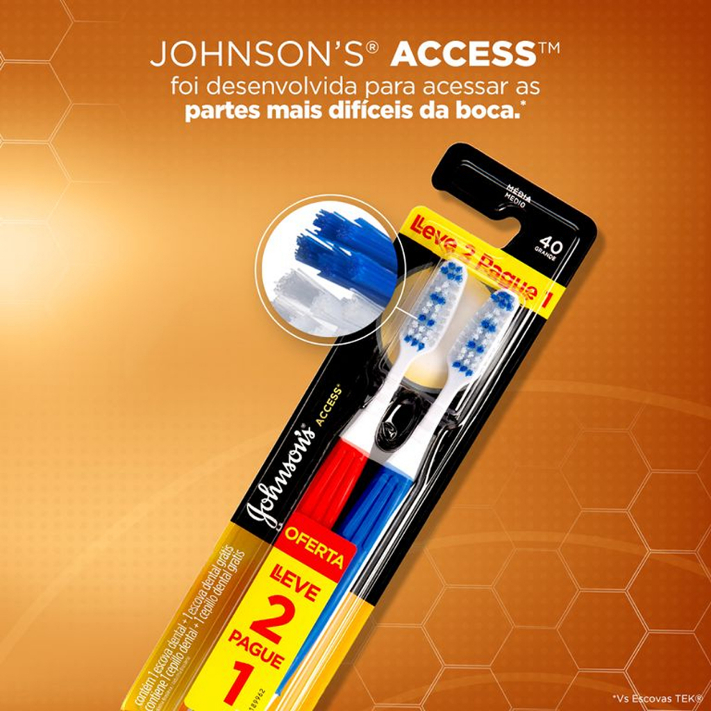 Escova Dental Johnson's Reach Acess Media Leve 2 Pague 1 - Cores Sortidas · foto 2
