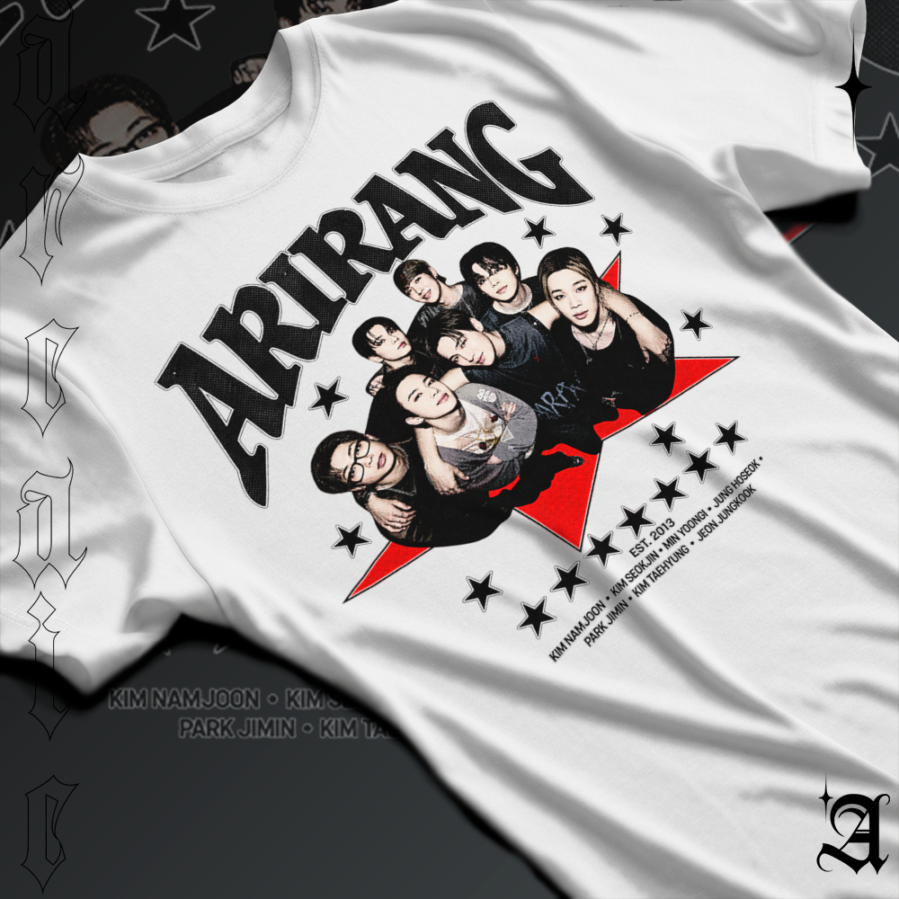 Camiseta Básica OU Oversized Algodão Estampada Stars Y2k K-Pop B T S World Tour Streetwear Banda Arirang Bangtan 2026