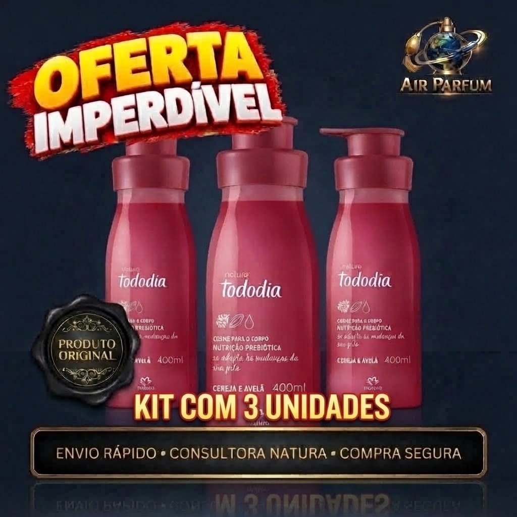 Hidratante Tododia Cereja Avelã 400ml Creme Corporal Desodorante Nutritivo Corpo