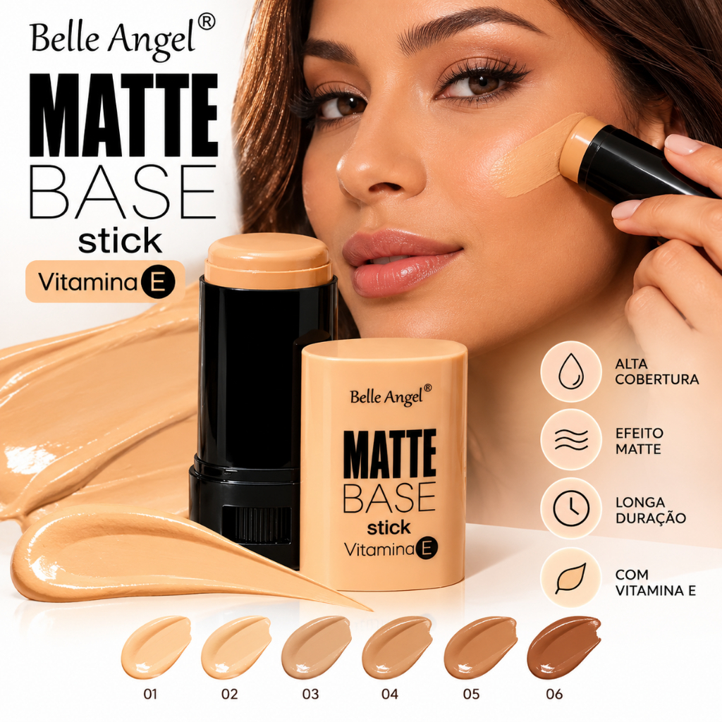 Base Stick Bastão Alta Cobertura Maquiagem Facial Cremosa Longa Duração Fácil Aplicação | RB018