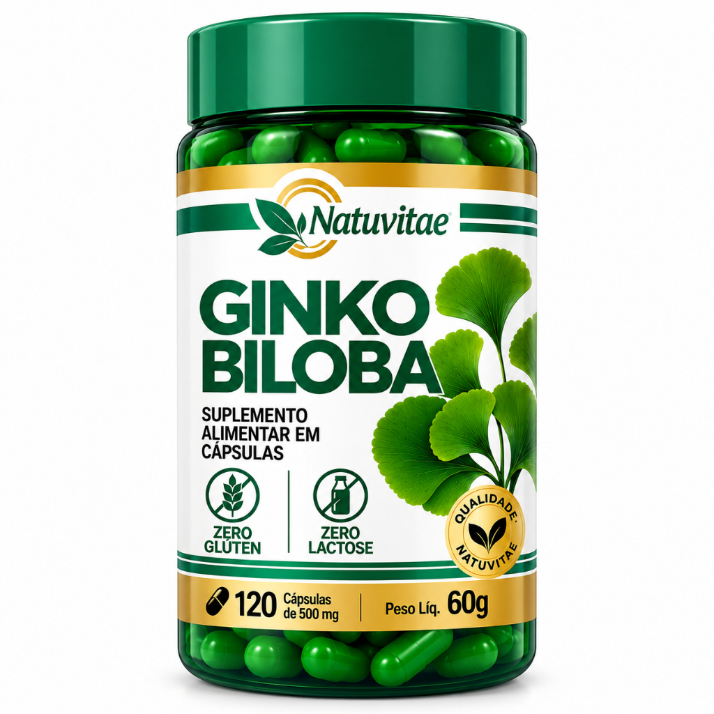 Ginko Biloba 500MG 120 Cápsulas Natuvitae suporte natural pra sua rotina diária