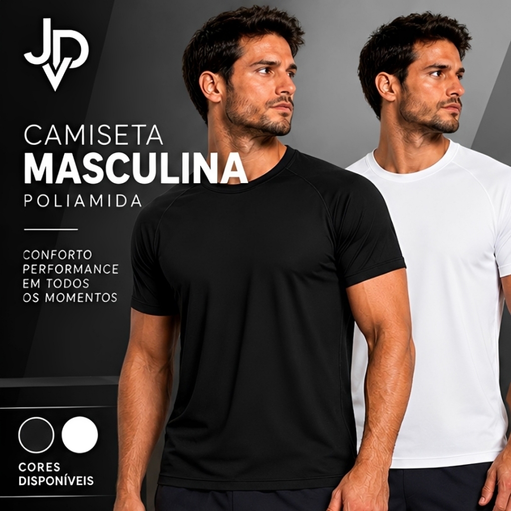 Camiseta Masculina Poliamida Academia Anti Odor Preta Branca Lisa Treino UV 50+ Respirável Com Proteção PP ao XG