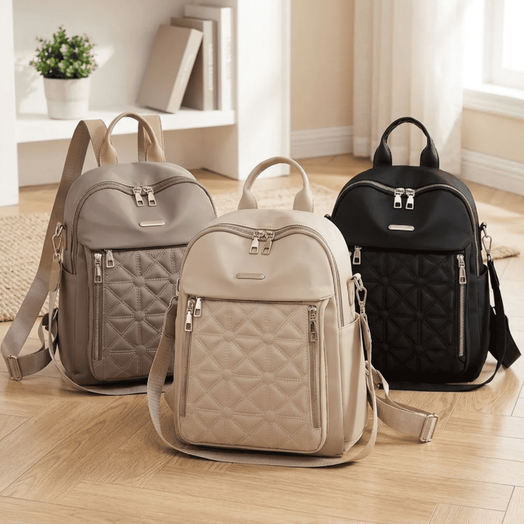 Mochila Feminina Moda Impermeável Poliéster Resistente Leve Notebook Celular Faculdade Trabalho e para Dia Dia