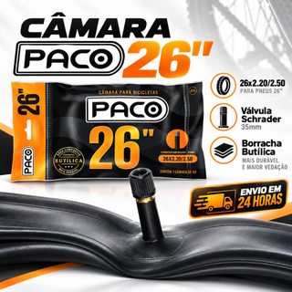 Camara para Bicicleta Aro 26 Paco 2.20 2.50 Válvula Americana 35mm PROMOÇÃO
