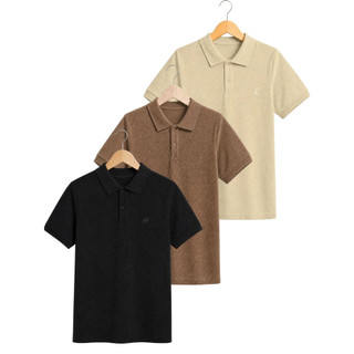 Kit 3 Camisa Polo Piquet Infantil Menino Juvenil Masculina