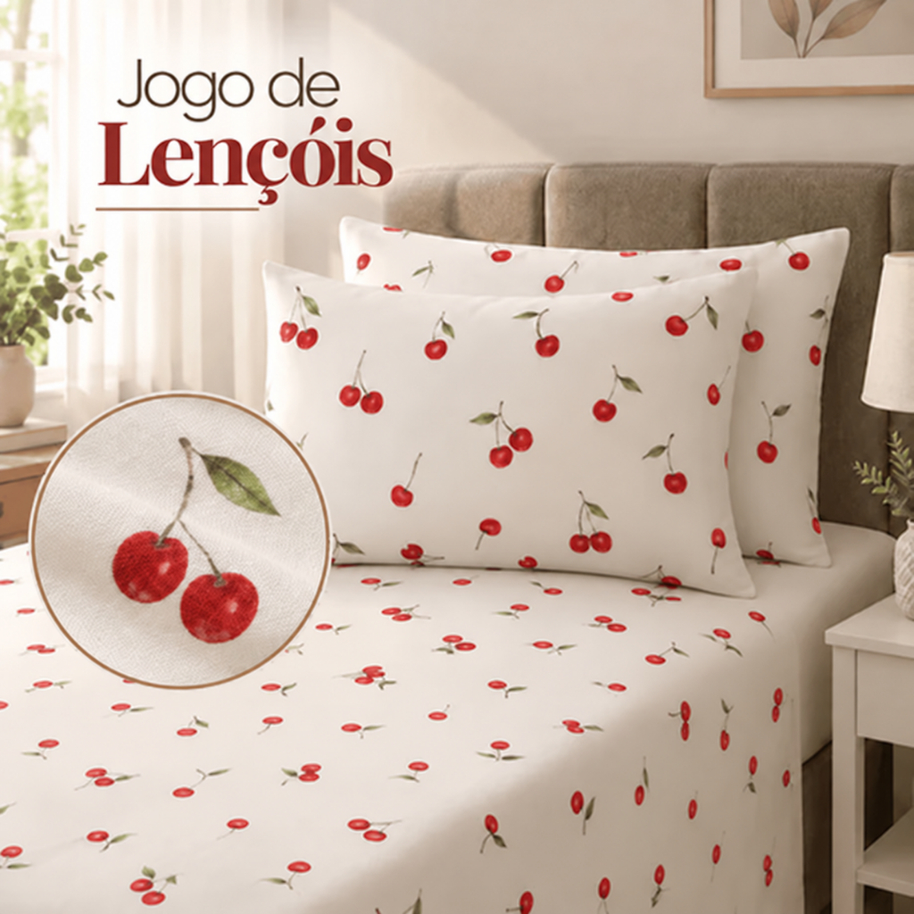 Jogo de Lençol Premium Algodão 180 Fios com Elástico conjunto Peças Solteiro Casal Queen