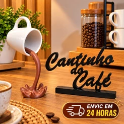 cantinho do café com xicara flutuante decoração café