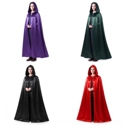 Capa de Cetim com Capuz | Halloween, festas e looks temáticos | Preto, Vermelho, Verde e Roxo