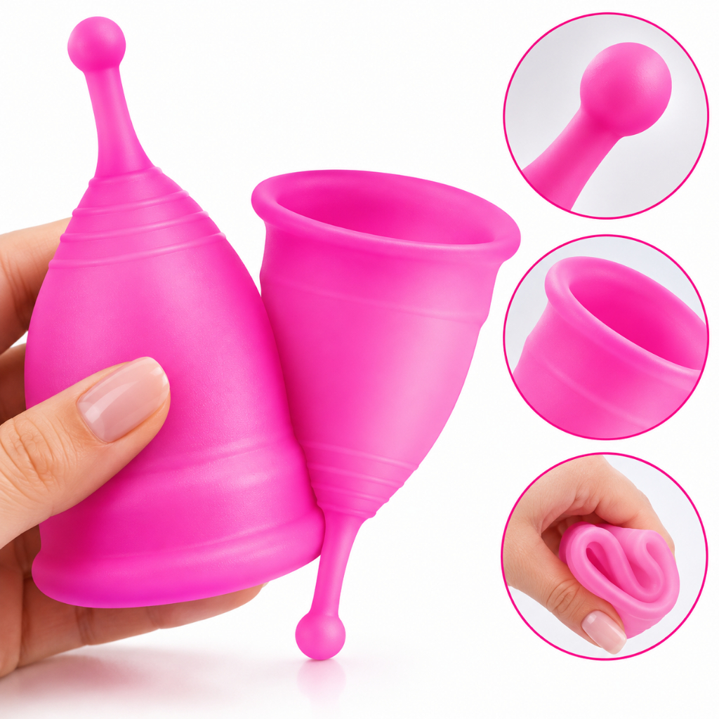 Coletor Menstrual Feminino Reutilizável Copo Menstrual Silicone Copinho Menstrual Dobrável