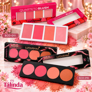 Quarteto De Blush Matte Ludurana - Nova Embalagem Ecológica Duas Versões Alta Pigmentação e Fixação