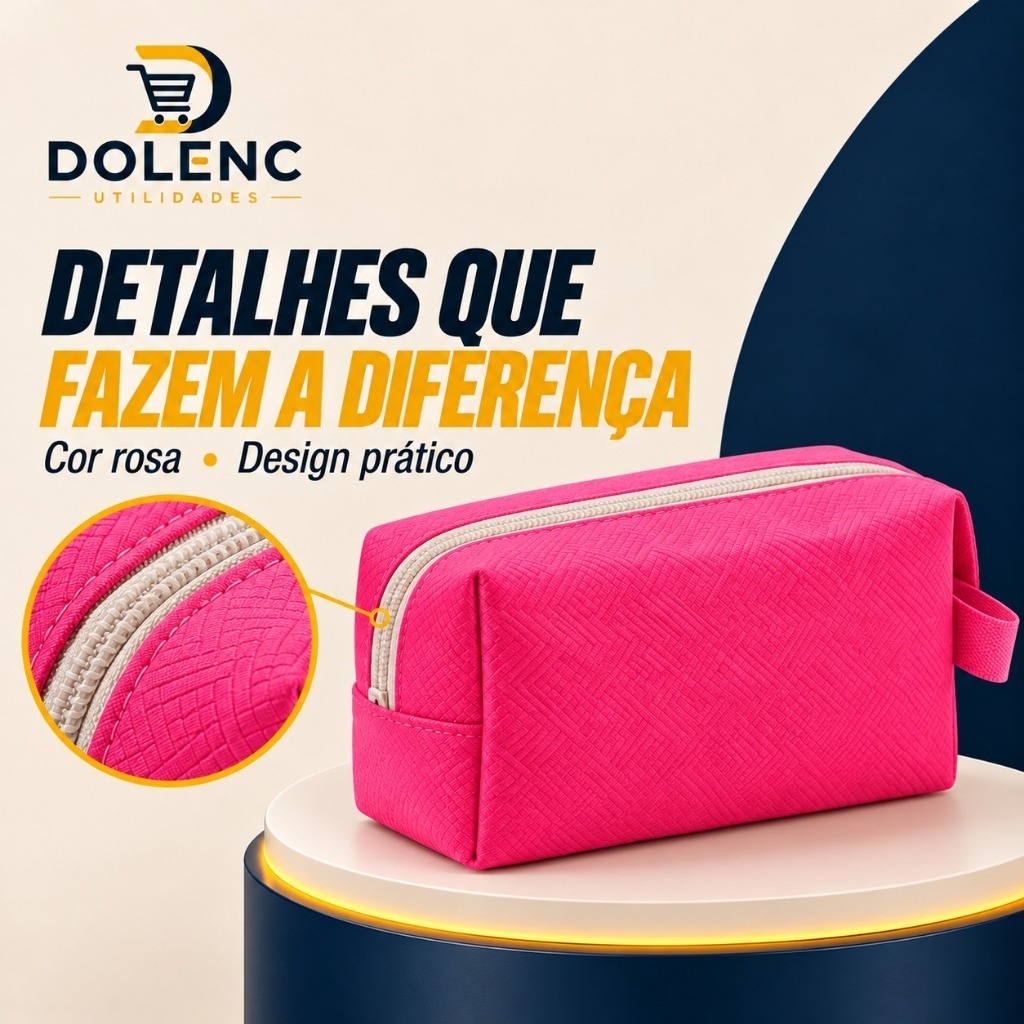 Necessaire Feminina Cores aleatoria prova D’Água com Zíper Organizador de Maquiagem para Viagem