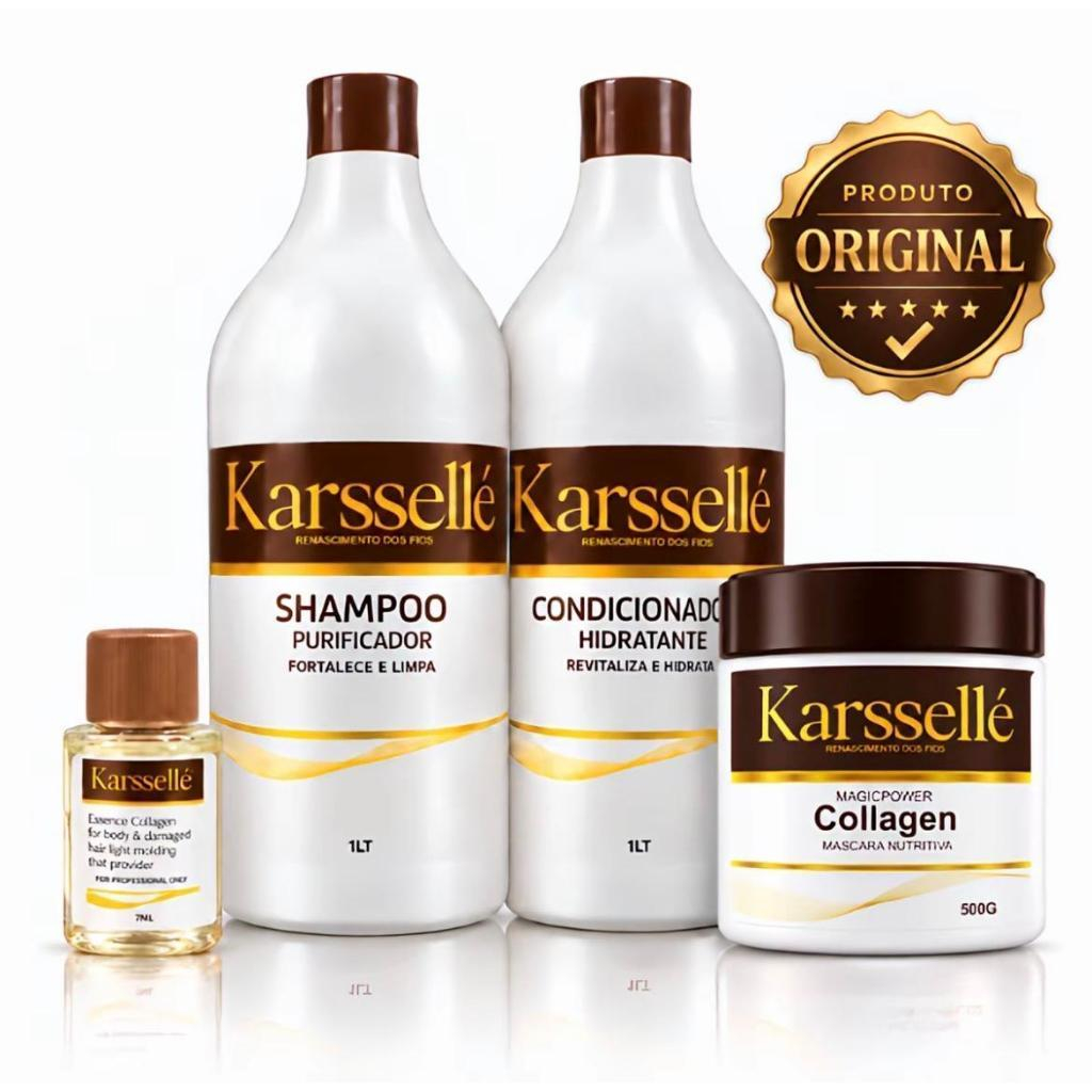 Kit Karssellé - Shampoo 1l + Condicionador 1l + Máscara 500g + Óleo MINI 7ml