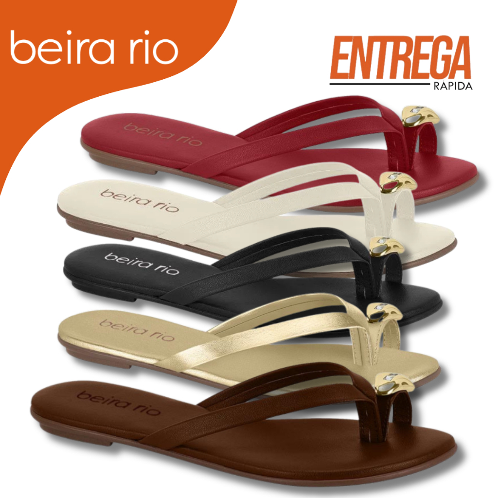 Chinelo Tamanco Feminino Beira Rio Ring Toe Anel No Dedo Sandália Rasteira Confortável Original