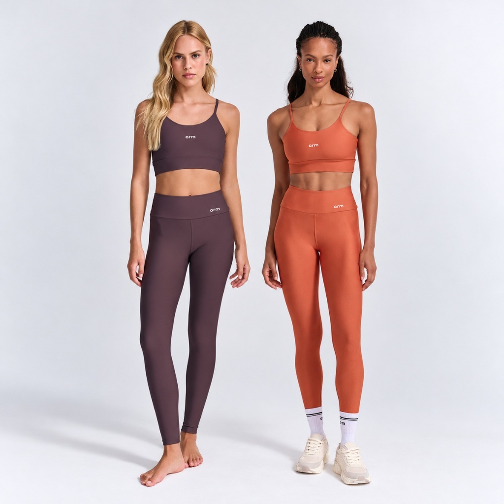 Imagem Kit 2 Conjuntos Fitness Feminino Legging e top Tanino + Terracota
