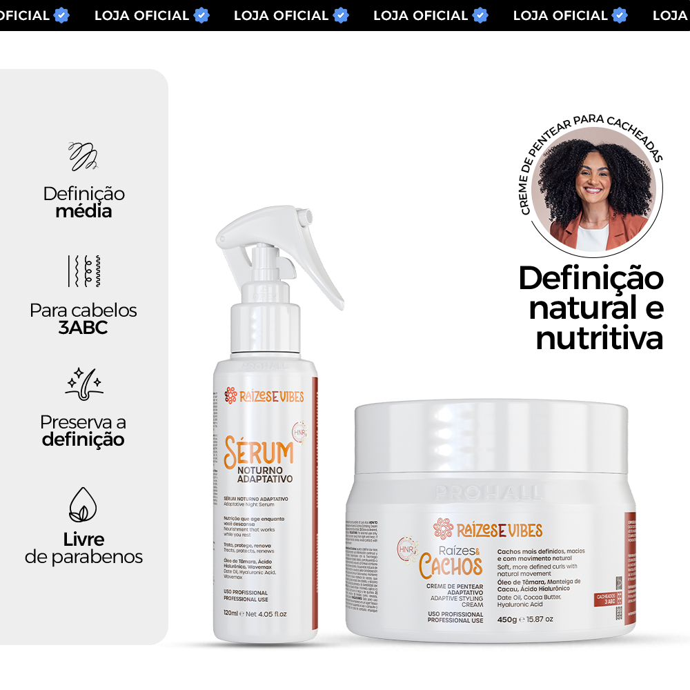 Creme de Pentear Antifrizz Curvaturas 3ABC 450g + Sérum Noturno – Raízes & Vibes