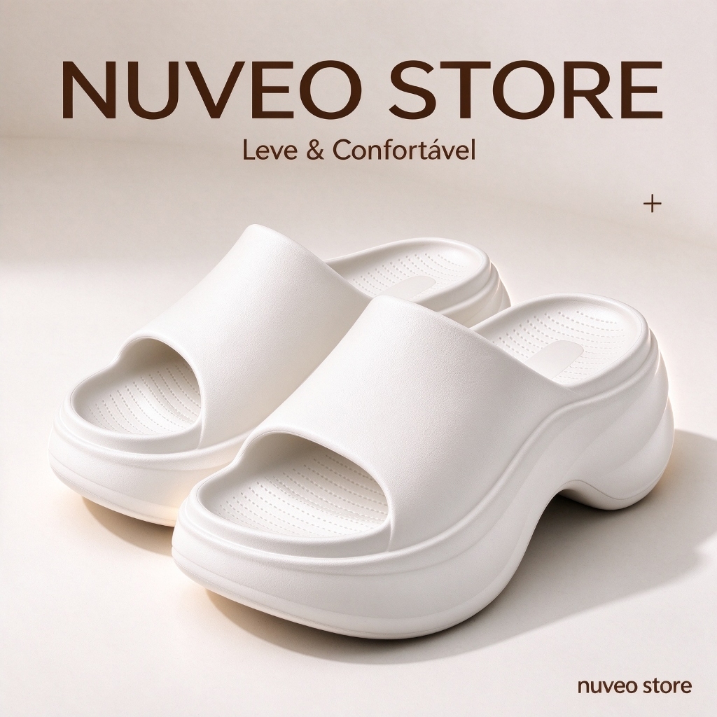 Chinelo Slide Tamanco Sandália Flat Feminino Plataforma Alta EVA Nuvem Macio Leve Confortável Antiderrapante