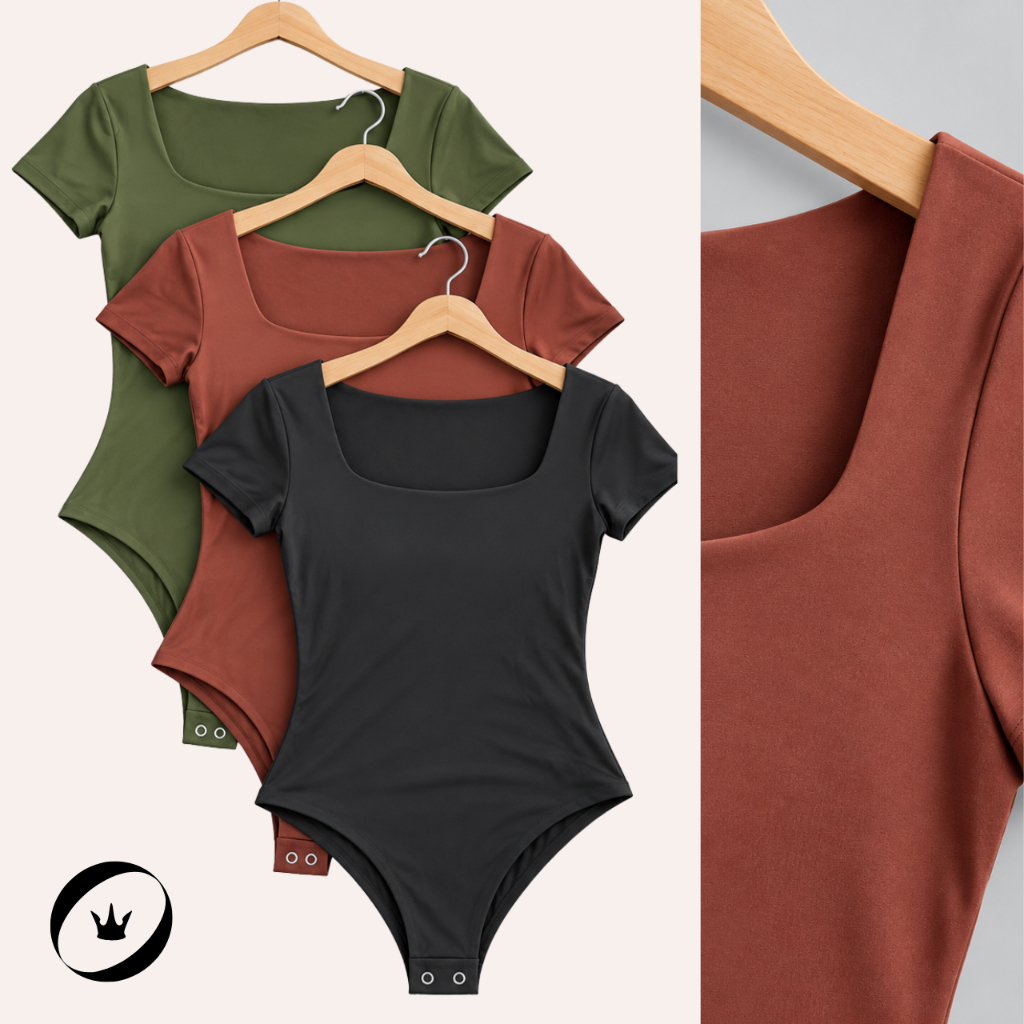 Body Feminino Decote Quadrado Suplex Manga Curta Forrado Fecho de Pressão Collant P M G Moda Feminina Verão