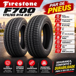 Par 2 Pneus 175/65R14 Firestone F700 82T Aro 14 Gol Voyage Palio Uno Siena Corsa Classic Prisma