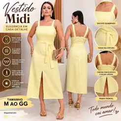 Vestido Feminino Midí Com Fenda No Meio Vestido Longo Blusa Feminina Com Bolho Conjunto Alfaiataria