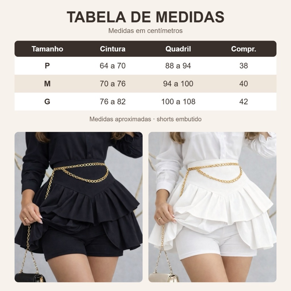 Saia Curta com Shorts Embutido Modela o Corpo Moda Blogueira — imagem 2 de 2
