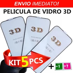 Kit 5 Película de Vidro Temperado 3D Para Xiaomi Poco M3 Pro/X4/X4 Pro/M4 Pro/F4/F4 GT/X5/X5 X7/X8 Pro/M5s/X6 Pro/M6 Pro