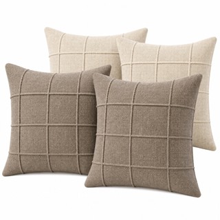 Kit Capa de Almofada Linho Premium 4 Peças 40x40 com Zíper Decorativa Sofá Sala