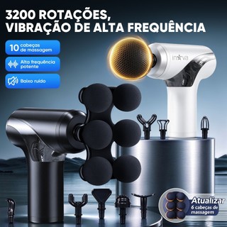 INOVA Massageador Elétrico Profissional Muscular Pistola de Massagem Corporal 10 Cabeças USB-C