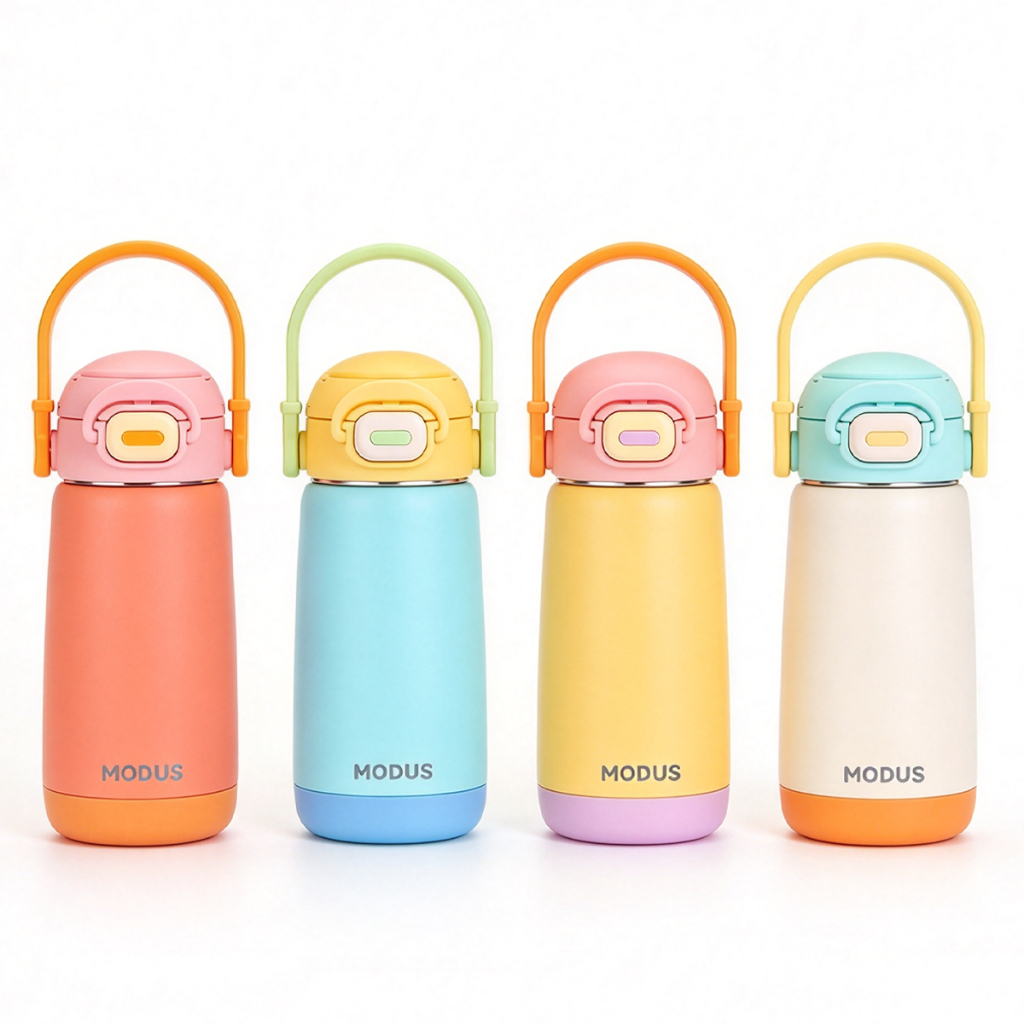 GARRAFA TÉRMICA Infantil 350m Bico de BebidaInfantil Escola Parede Dupla Aço Inox c/ Alça BPA Free c/ Anti vazamento