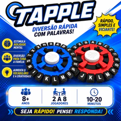 Jogo Tabuleiro Tapple, Stop que Trava Letras com Temporizador MEDIO 17 cm, Versão Português Informaç
