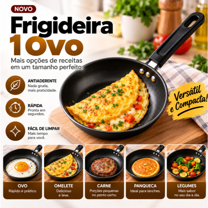 Mini Frigideira Antiaderente 1 Ovo | Prática Rápida | Não Gruda Fácil Limpeza — imagem 2 de 2