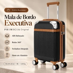 Mala De Viagem P Bordo 10kg Primicia ABS Resistente Reforçada ANAC Chave Cadeado TSA Roda 360
