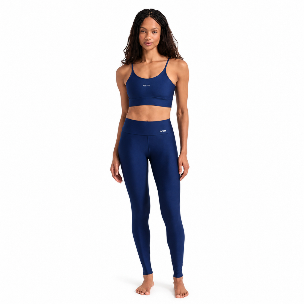 Imagem Conjunto Para Academia Legging + Top Marinho Tecnologia Dry Proteção UV50+ Zero Transparência