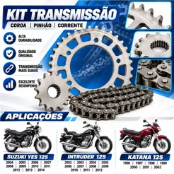 Kit Relação Tração Transmissão Yes 125 Intruder Katana 125 96 97 98 99 2000 A 2014 MODELO ORIGINAL