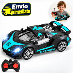 Carrinho de Controle Remoto Infantil 7 Funções Esportivo Corrida Portas Abrem Brinquedo Menino